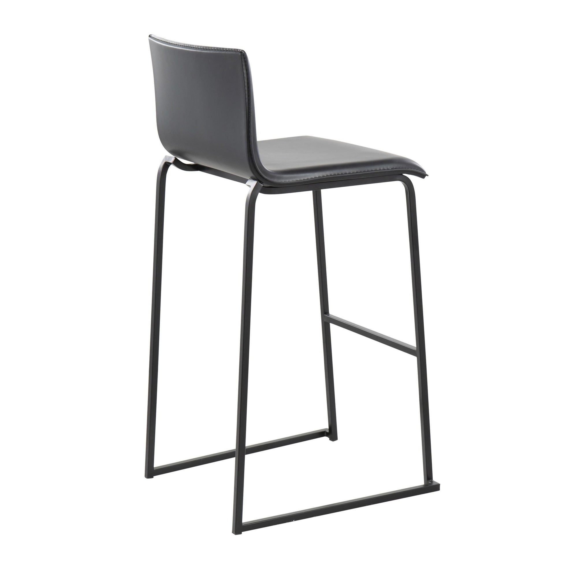Mara Contemporary Barstool in Black Steel and Black Faux Leather By LumiSource - Set of 2 | Bar Stools | Modishstore - 7