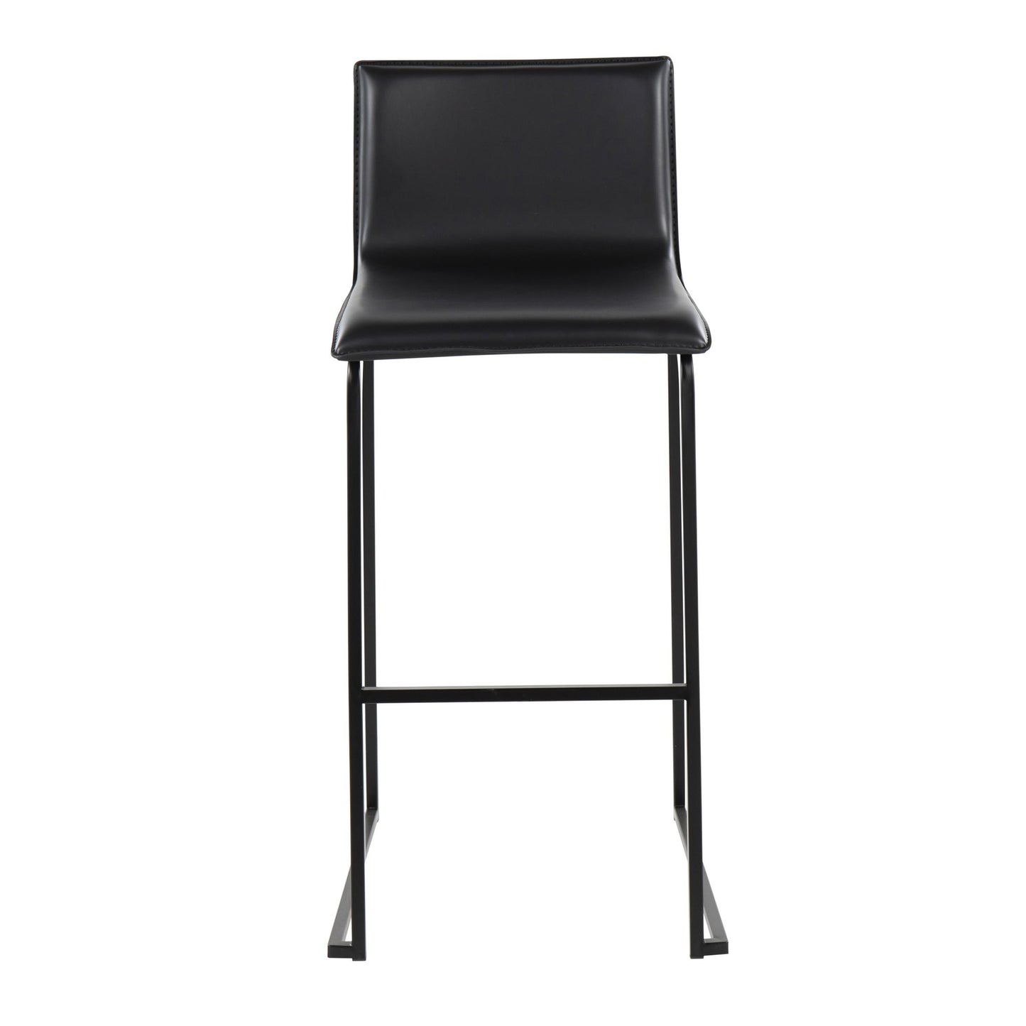 Mara Contemporary Barstool in Black Steel and Black Faux Leather By LumiSource - Set of 2 | Bar Stools | Modishstore - 2
