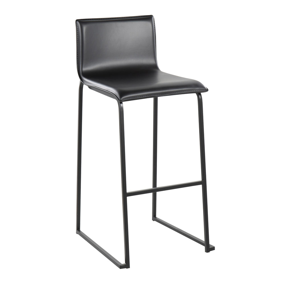 Mara Contemporary Barstool in Black Steel and Black Faux Leather By LumiSource - Set of 2 | Bar Stools | Modishstore - 5