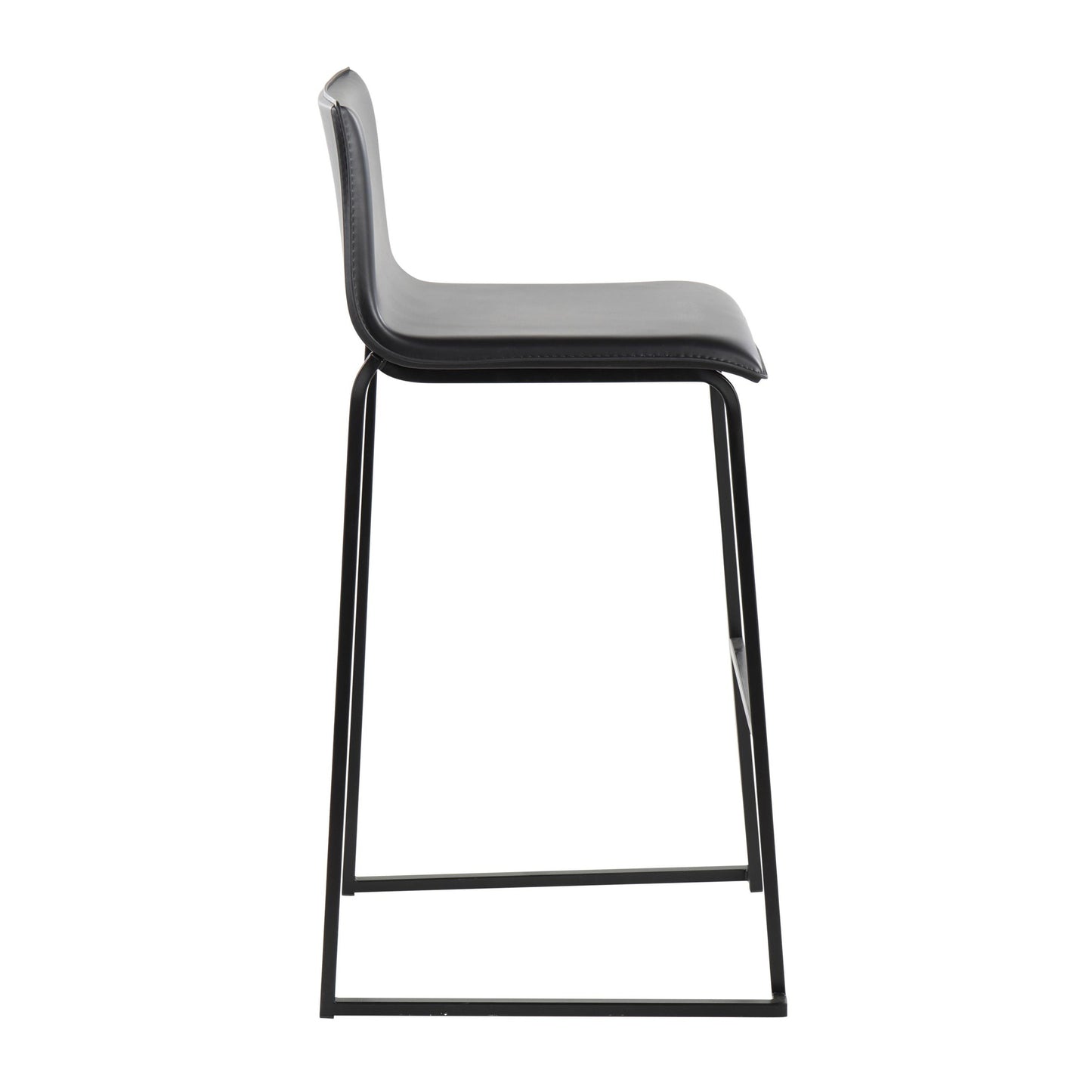Mara Contemporary Barstool in Black Steel and Black Faux Leather By LumiSource - Set of 2 | Bar Stools | Modishstore - 6