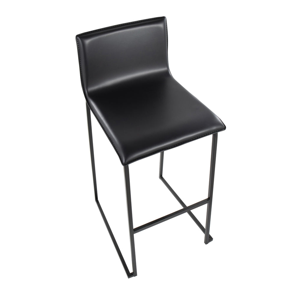 Mara Contemporary Barstool in Black Steel and Black Faux Leather By LumiSource - Set of 2 | Bar Stools | Modishstore - 3