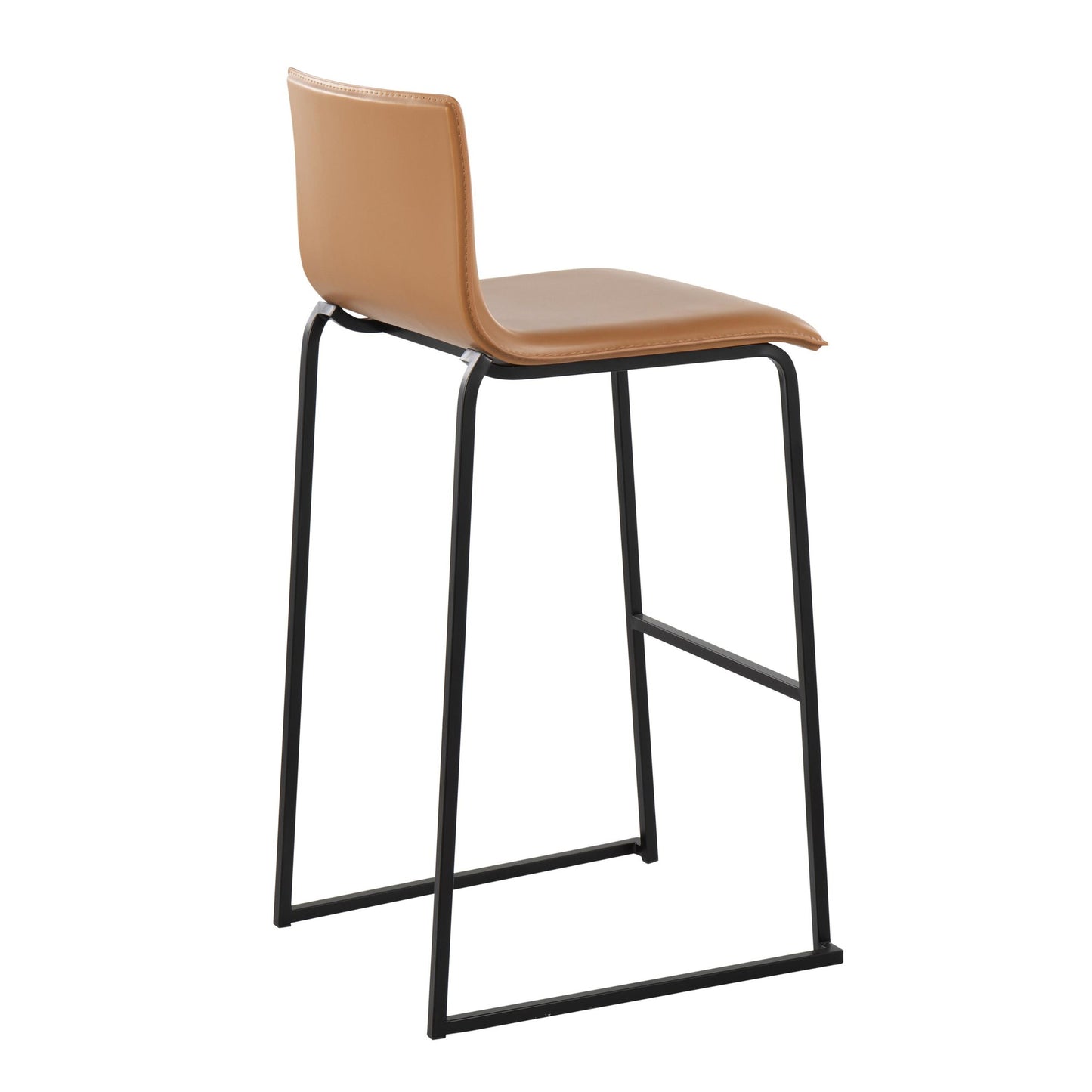 Mara Contemporary Barstool in Black Steel and Black Faux Leather By LumiSource - Set of 2 | Bar Stools | Modishstore - 15