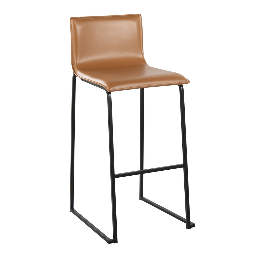 Mara Contemporary Barstool in Black Steel and Black Faux Leather By LumiSource - Set of 2 | Bar Stools | Modishstore - 13