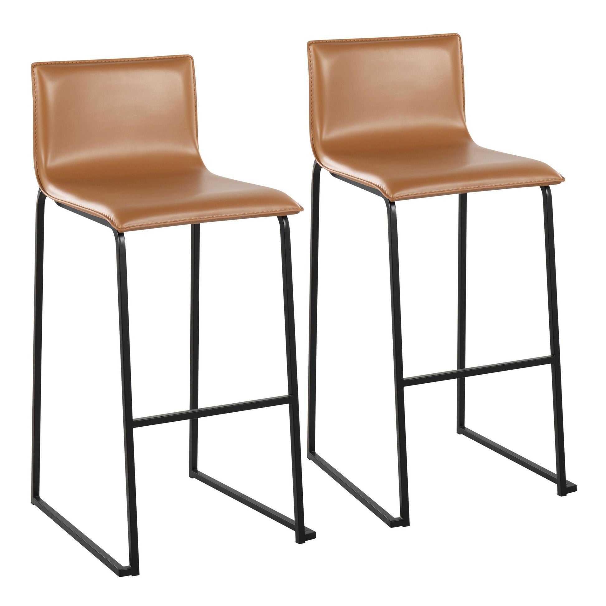 Mara Contemporary Barstool in Black Steel and Black Faux Leather By LumiSource - Set of 2 | Bar Stools | Modishstore - 9