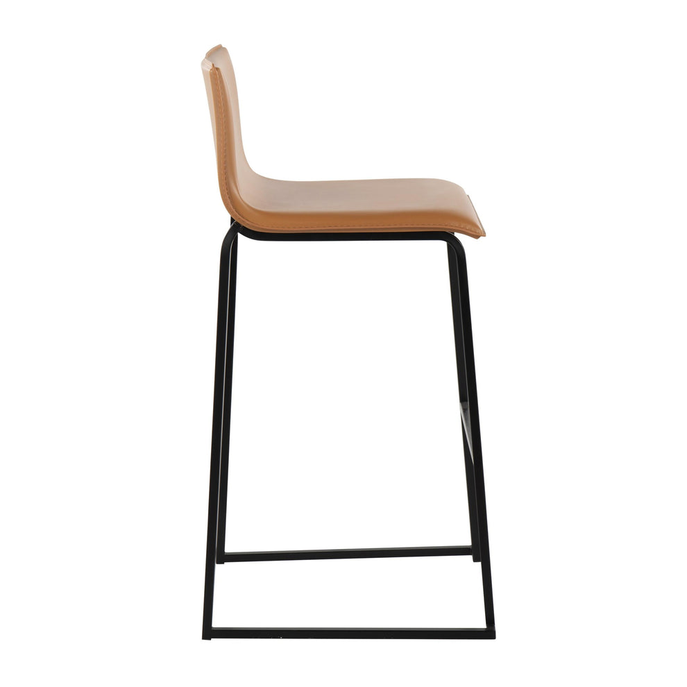 Mara Contemporary Barstool in Black Steel and Black Faux Leather By LumiSource - Set of 2 | Bar Stools | Modishstore - 14
