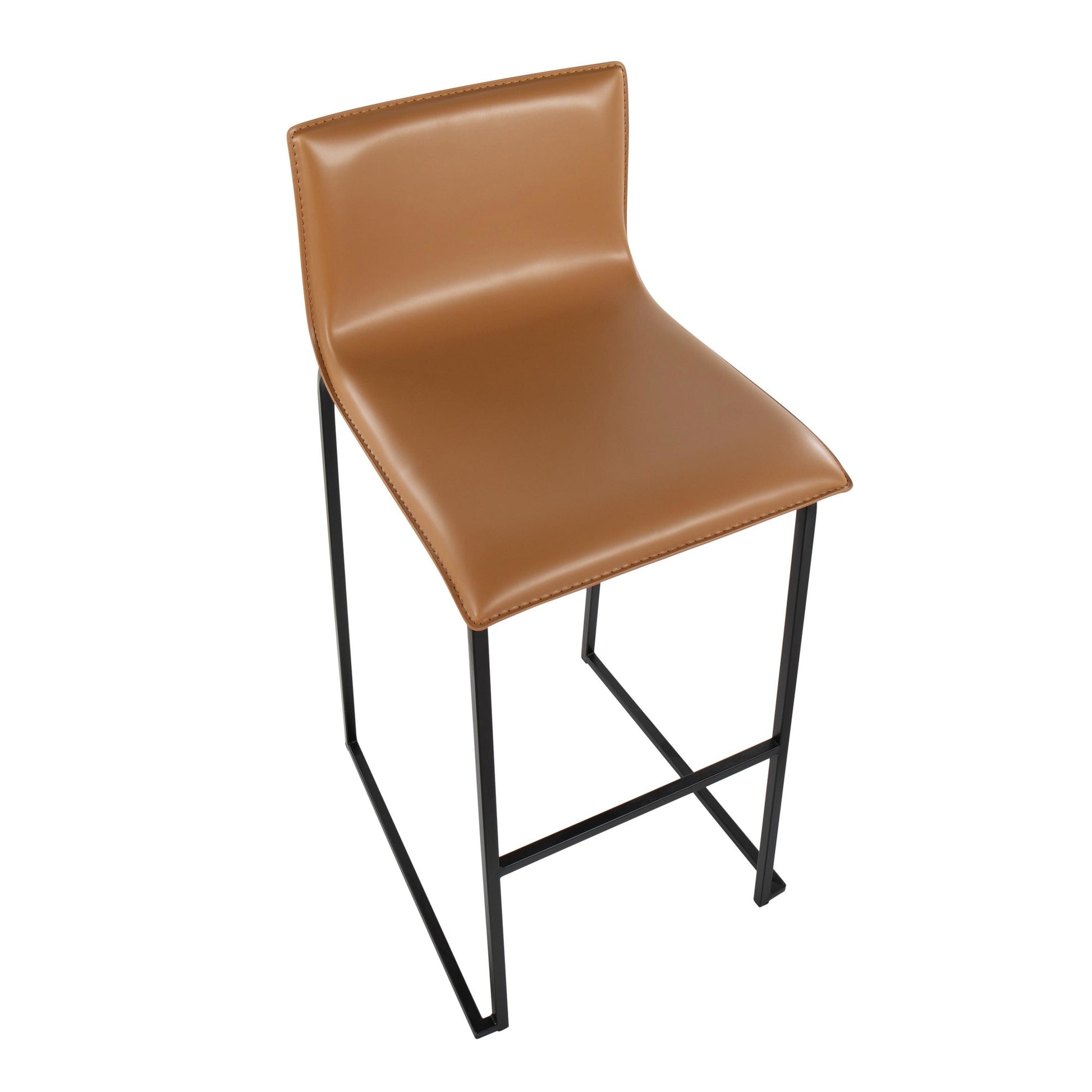 Mara Contemporary Barstool in Black Steel and Black Faux Leather By LumiSource - Set of 2 | Bar Stools | Modishstore - 11