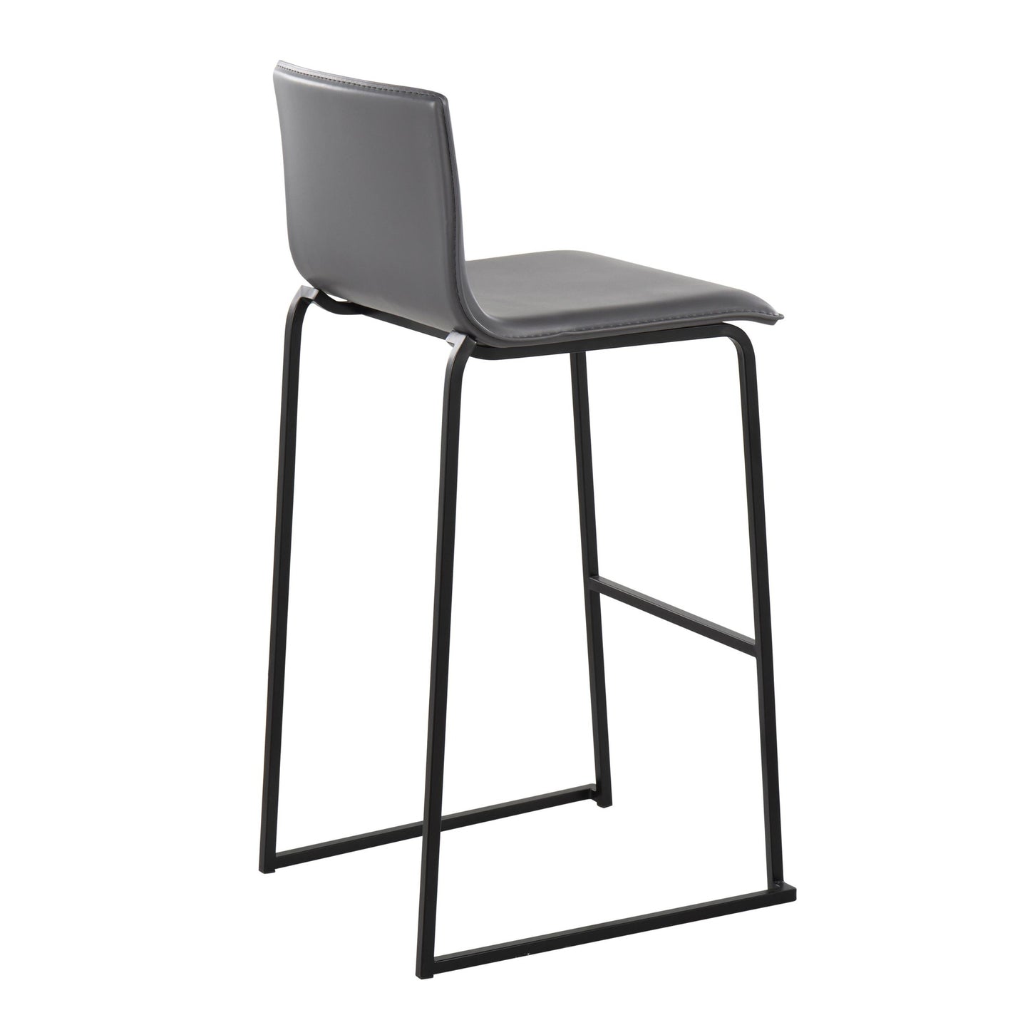Mara Contemporary Barstool in Black Steel and Black Faux Leather By LumiSource - Set of 2 | Bar Stools | Modishstore - 23