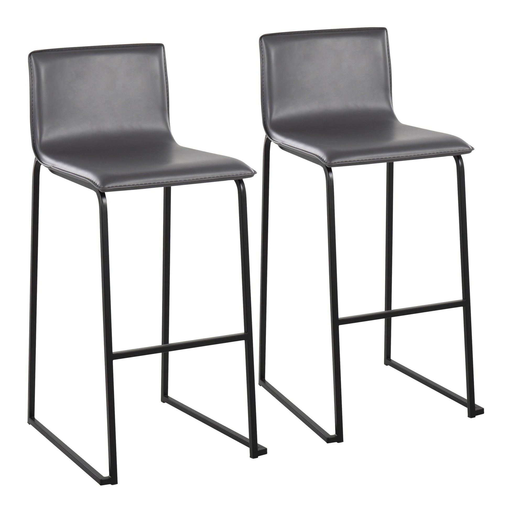 Mara Contemporary Barstool in Black Steel and Black Faux Leather By LumiSource - Set of 2 | Bar Stools | Modishstore - 17