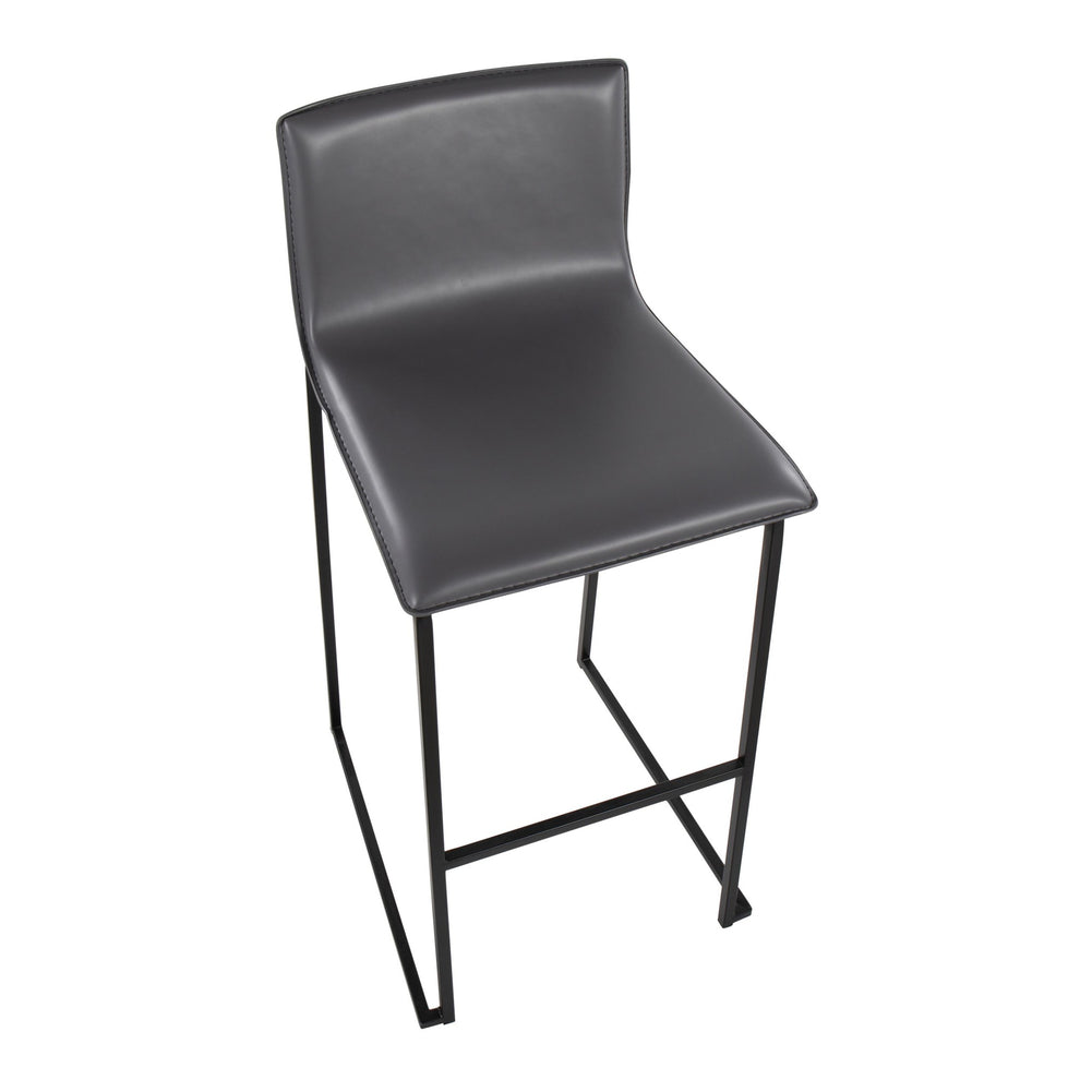 Mara Contemporary Barstool in Black Steel and Black Faux Leather By LumiSource - Set of 2 | Bar Stools | Modishstore - 19