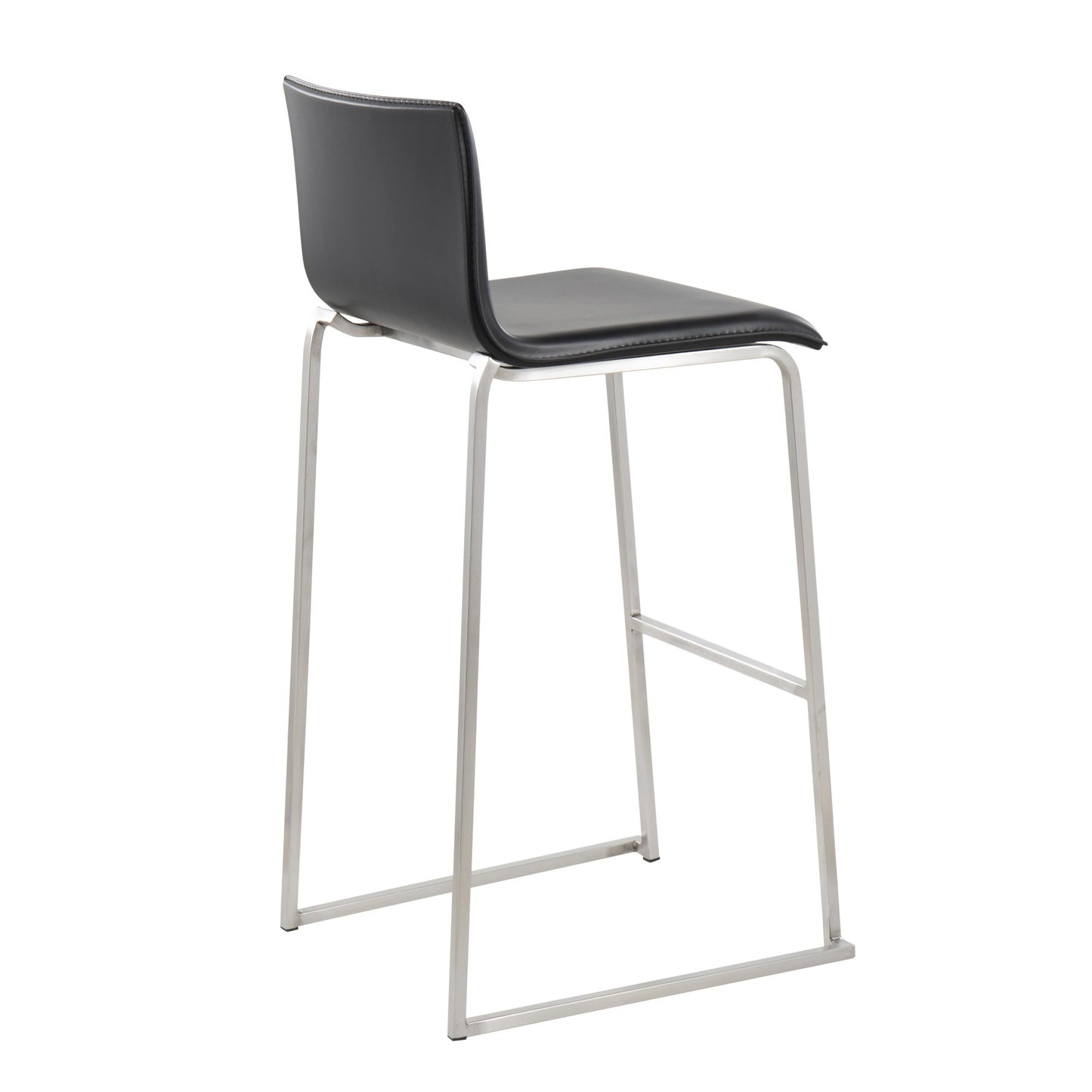 Mara Contemporary Barstool in Stainless Steel and Black Faux Leather By LumiSource - Set of 2 | Bar Stools | Modishstore - 7