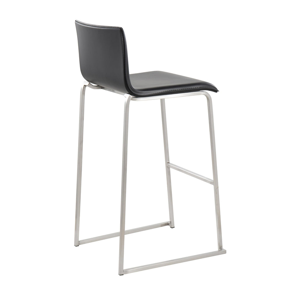 Mara Contemporary Barstool in Stainless Steel and Black Faux Leather By LumiSource - Set of 2 | Bar Stools | Modishstore - 7