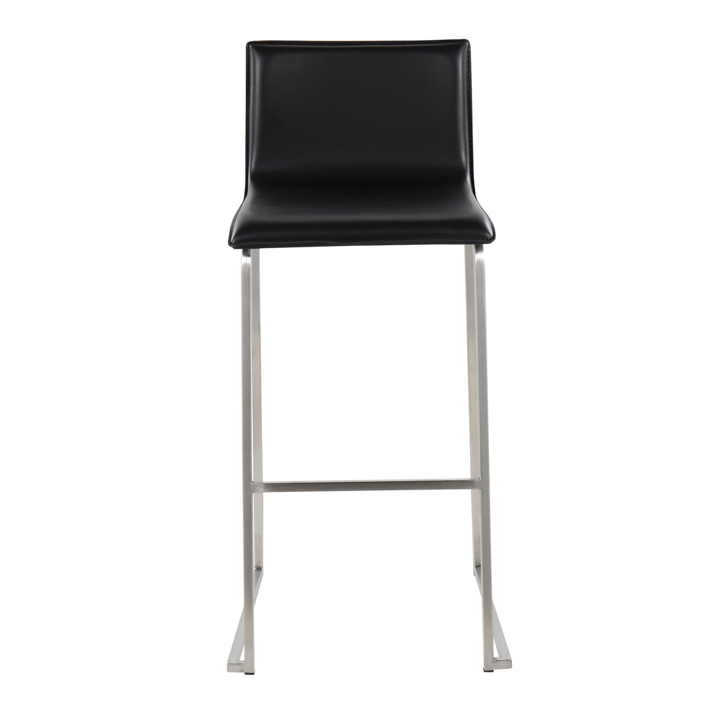 Mara Contemporary Barstool in Stainless Steel and Black Faux Leather By LumiSource - Set of 2 | Bar Stools | Modishstore - 2