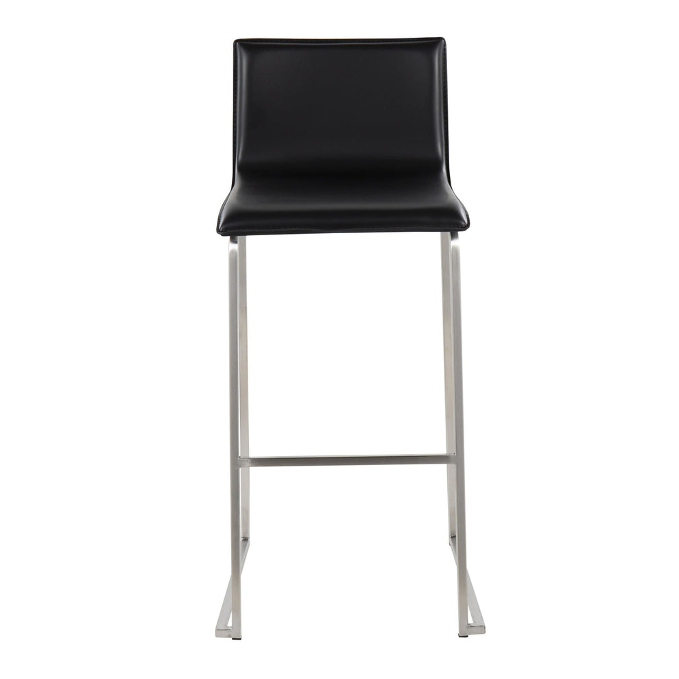 Mara Contemporary Barstool in Stainless Steel and Black Faux Leather By LumiSource - Set of 2 | Bar Stools | Modishstore - 2