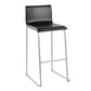 Mara Contemporary Barstool in Stainless Steel and Black Faux Leather By LumiSource - Set of 2 | Bar Stools | Modishstore - 5