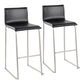 Mara Contemporary Barstool in Stainless Steel and Black Faux Leather By LumiSource - Set of 2 | Bar Stools | Modishstore