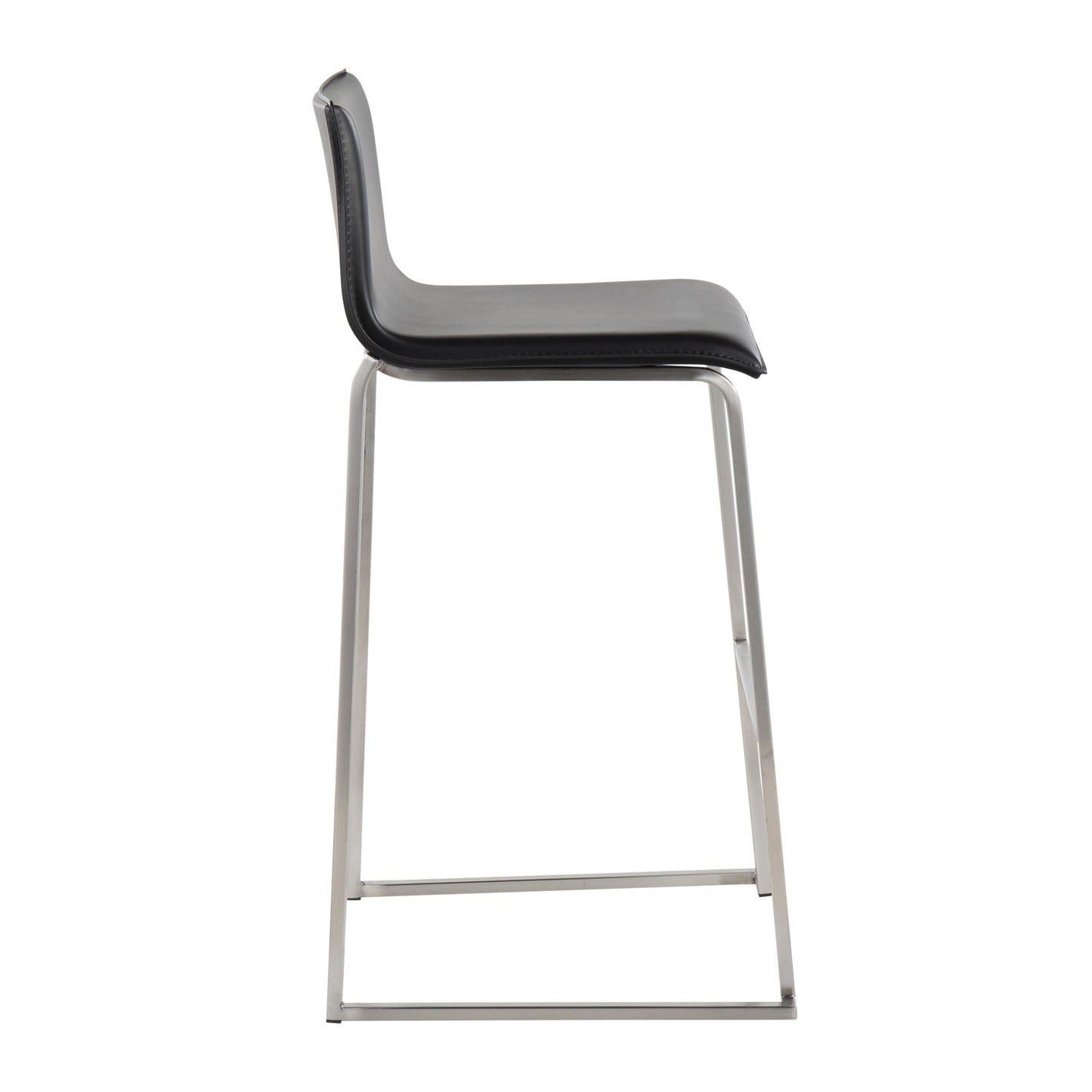 Mara Contemporary Barstool in Stainless Steel and Black Faux Leather By LumiSource - Set of 2 | Bar Stools | Modishstore - 6