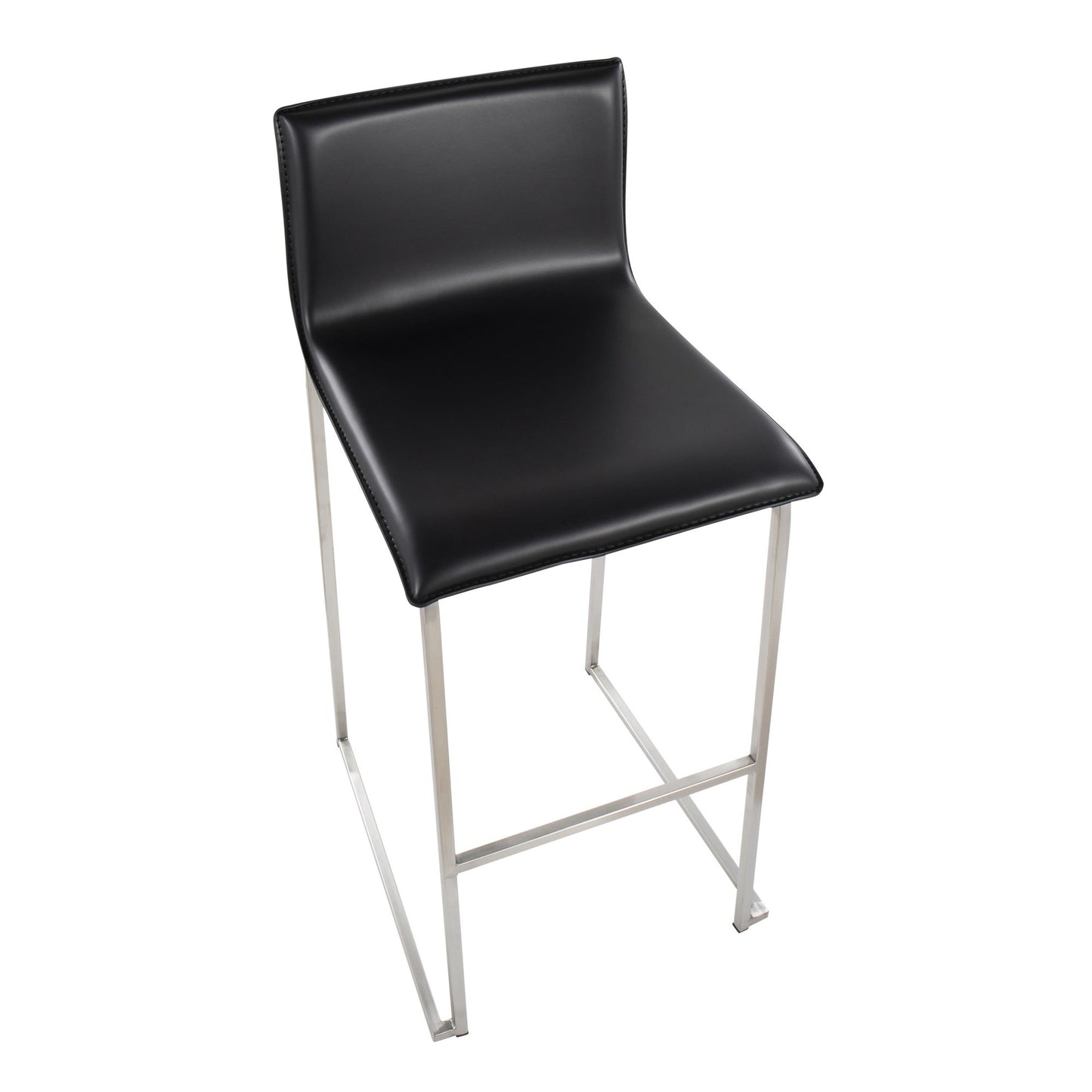 Mara Contemporary Barstool in Stainless Steel and Black Faux Leather By LumiSource - Set of 2 | Bar Stools | Modishstore - 3
