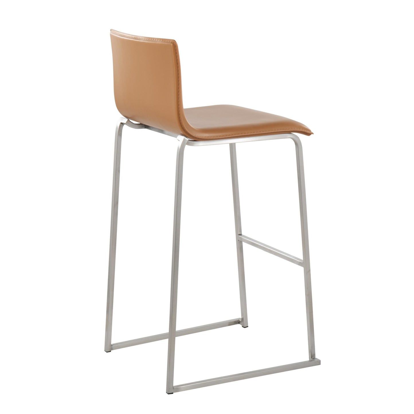 Mara Contemporary Barstool in Stainless Steel and Black Faux Leather By LumiSource - Set of 2 | Bar Stools | Modishstore - 15