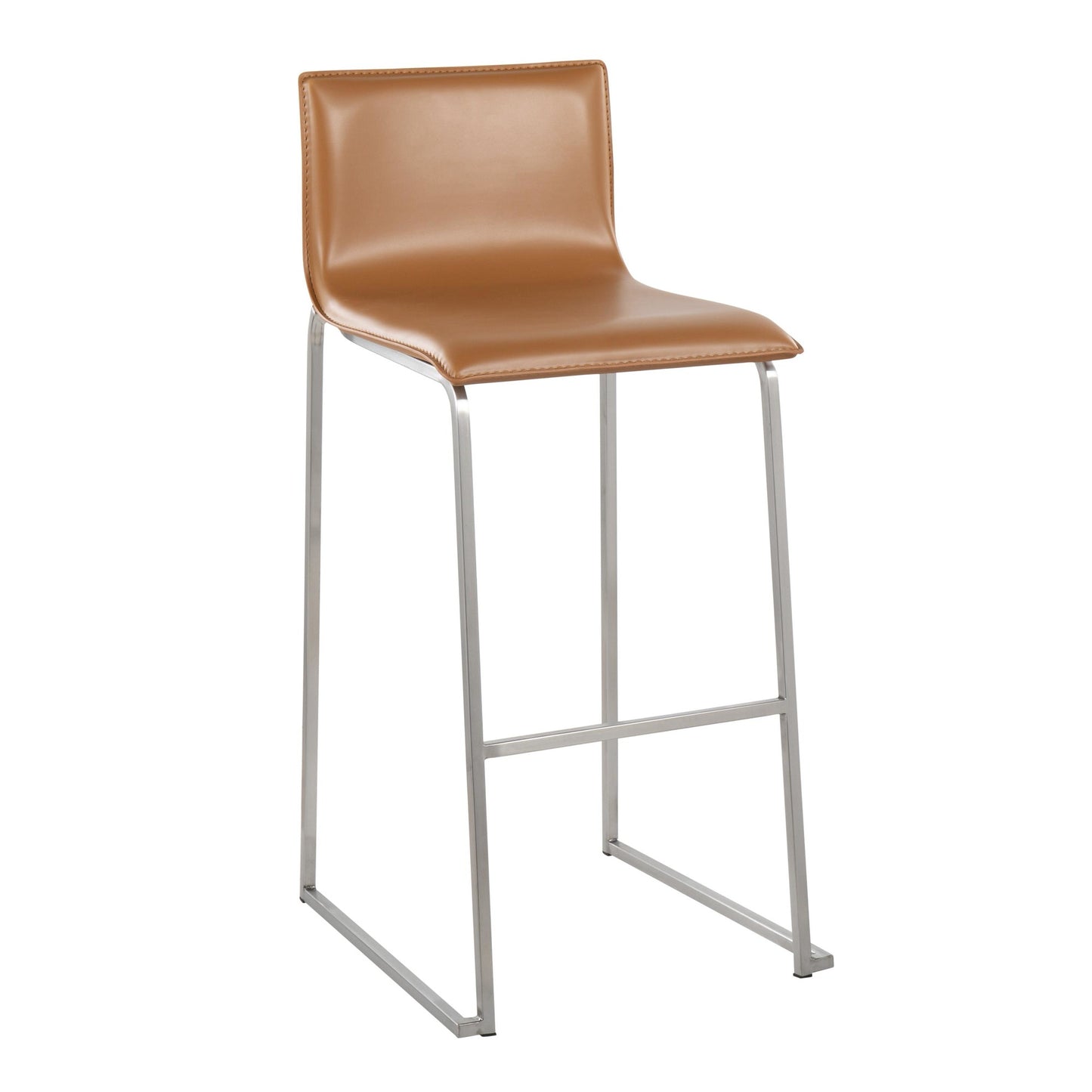Mara Contemporary Barstool in Stainless Steel and Black Faux Leather By LumiSource - Set of 2 | Bar Stools | Modishstore - 13