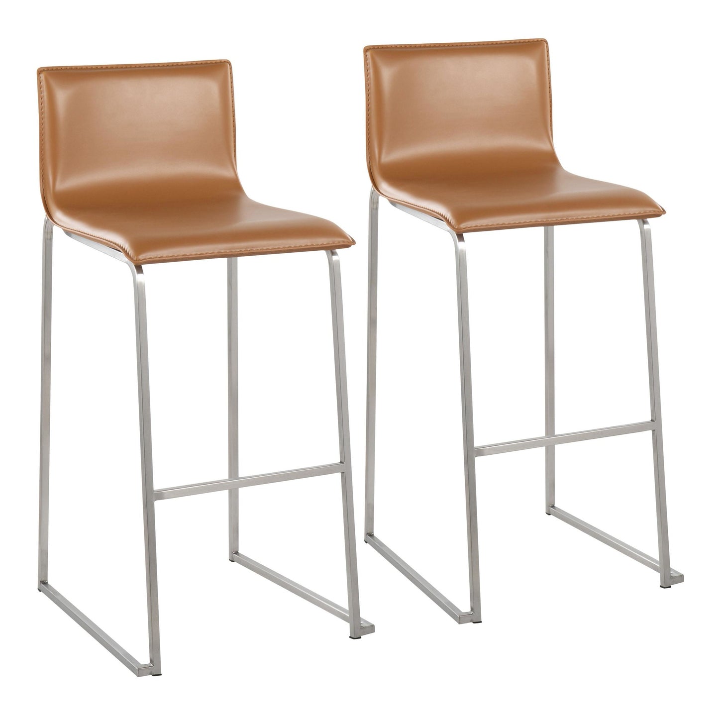Mara Contemporary Barstool in Stainless Steel and Black Faux Leather By LumiSource - Set of 2 | Bar Stools | Modishstore - 9