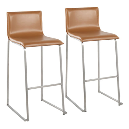 Mara Contemporary Barstool in Stainless Steel and Black Faux Leather By LumiSource - Set of 2 | Bar Stools | Modishstore - 9