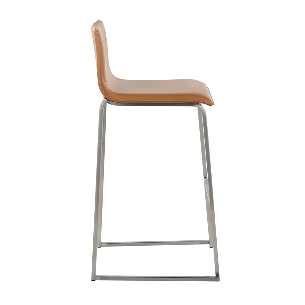 Mara Contemporary Barstool in Stainless Steel and Black Faux Leather By LumiSource - Set of 2 | Bar Stools | Modishstore - 14