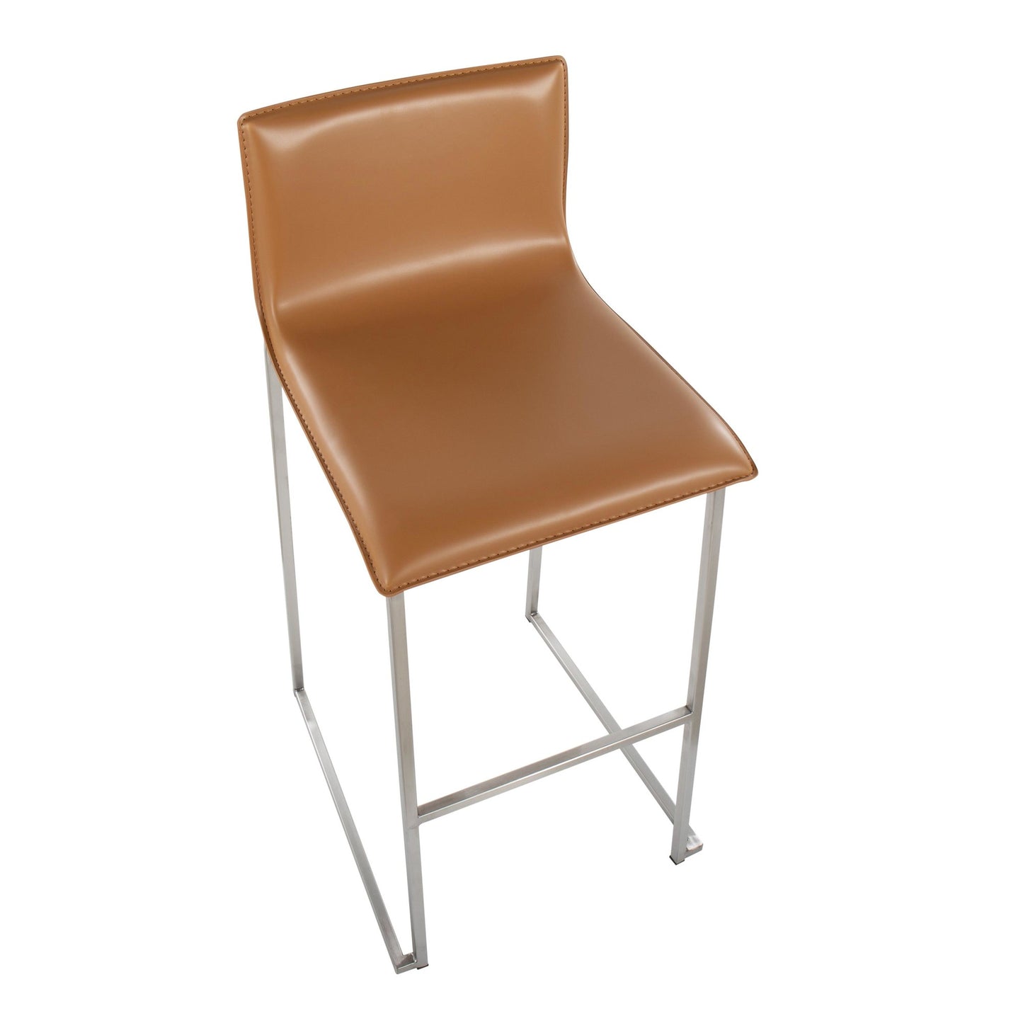 Mara Contemporary Barstool in Stainless Steel and Black Faux Leather By LumiSource - Set of 2 | Bar Stools | Modishstore - 11