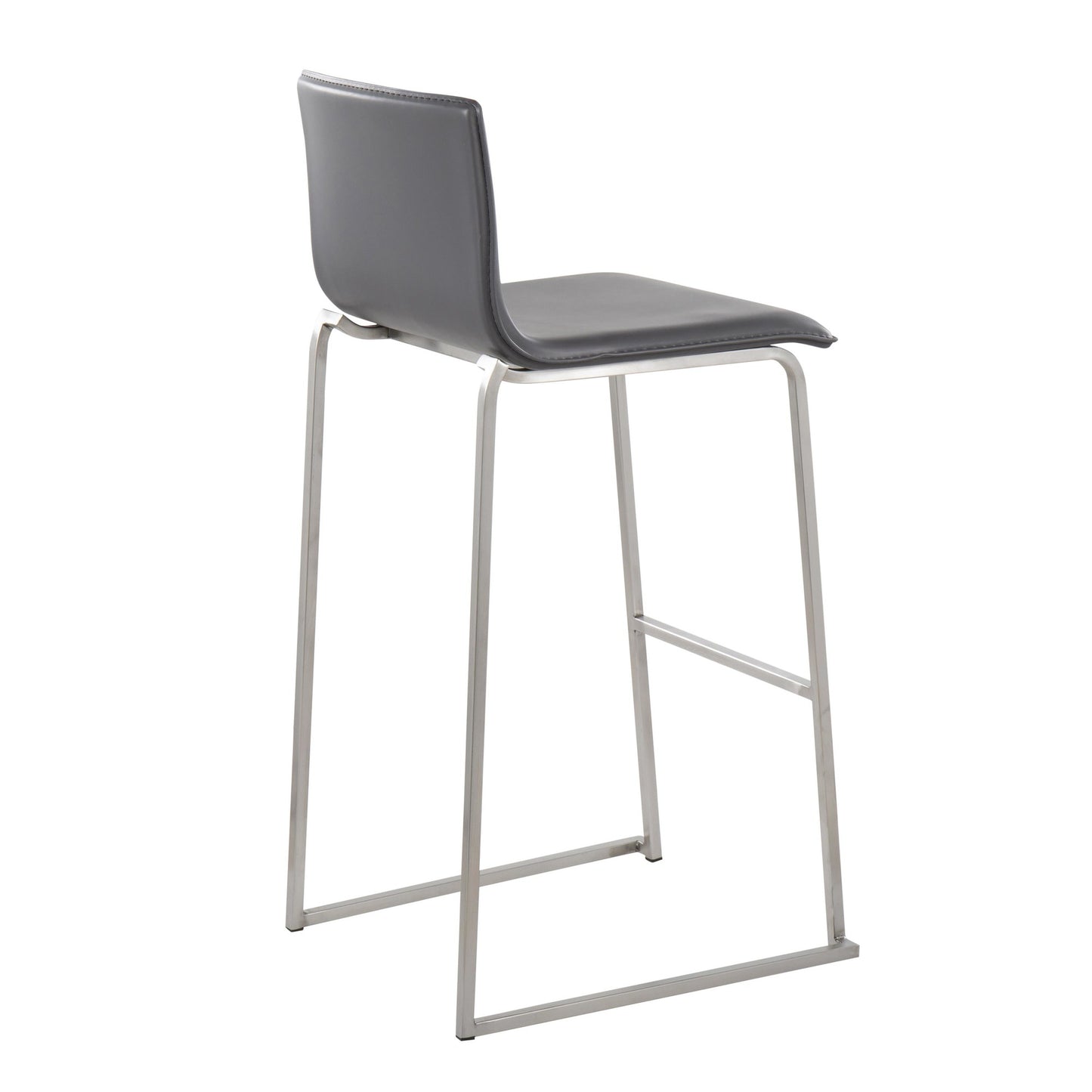 Mara Contemporary Barstool in Stainless Steel and Black Faux Leather By LumiSource - Set of 2 | Bar Stools | Modishstore - 23