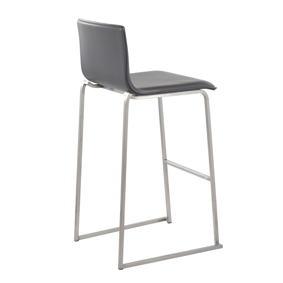 Mara Contemporary Barstool in Stainless Steel and Black Faux Leather By LumiSource - Set of 2 | Bar Stools | Modishstore - 23