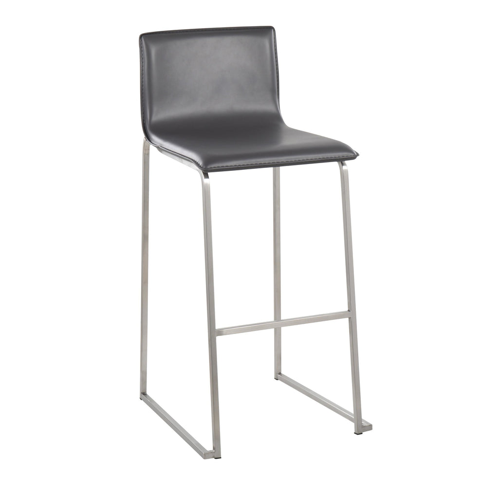 Mara Contemporary Barstool in Stainless Steel and Black Faux Leather By LumiSource - Set of 2 | Bar Stools | Modishstore - 21