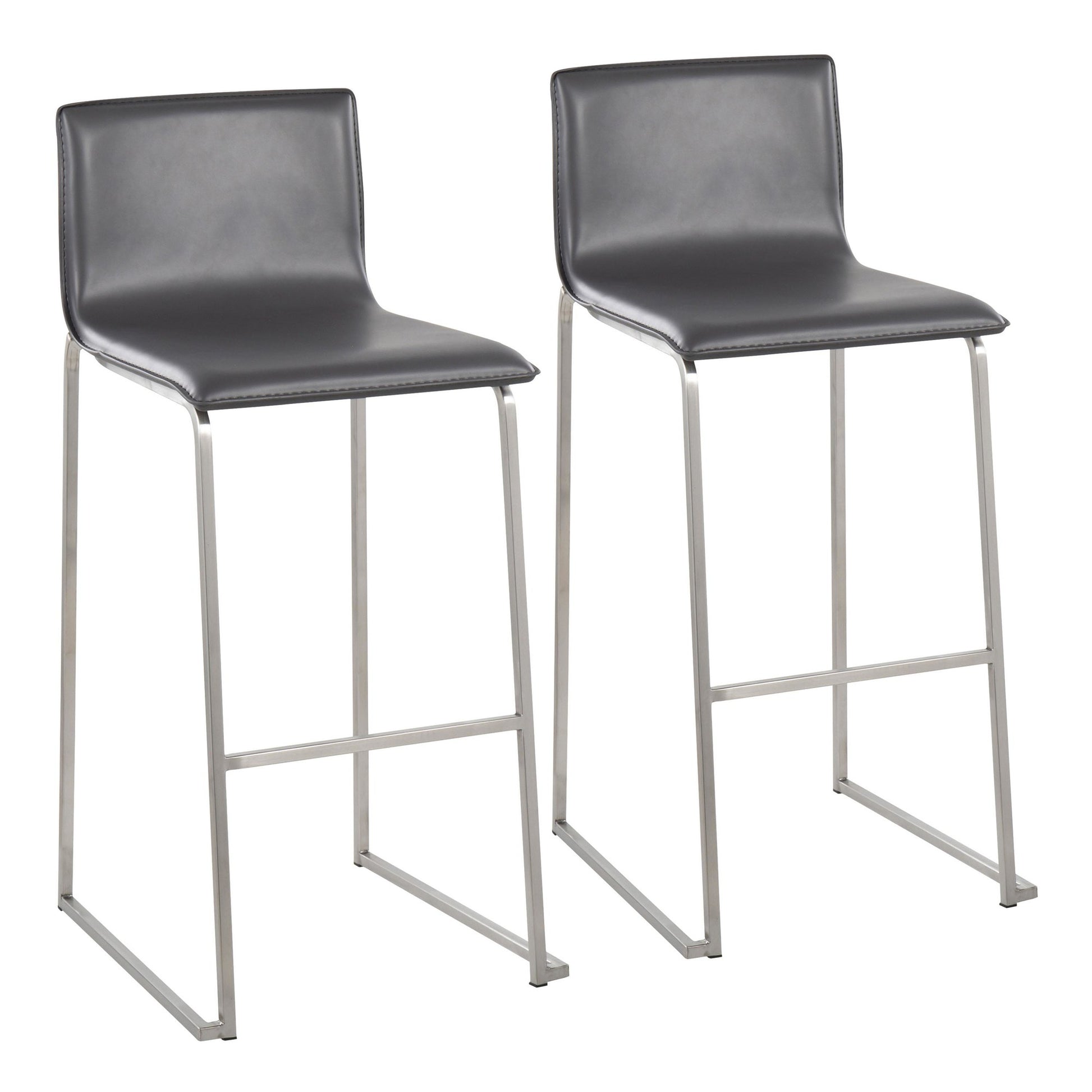 Mara Contemporary Barstool in Stainless Steel and Black Faux Leather By LumiSource - Set of 2 | Bar Stools | Modishstore - 17