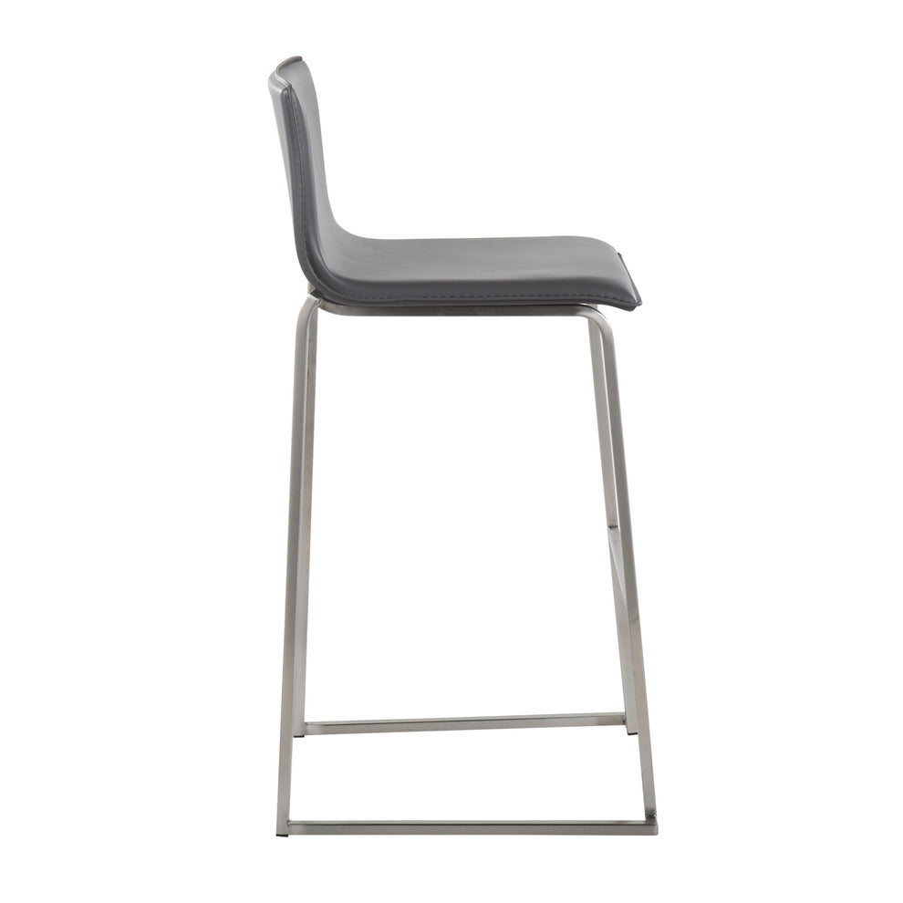 Mara Contemporary Barstool in Stainless Steel and Black Faux Leather By LumiSource - Set of 2 | Bar Stools | Modishstore - 22
