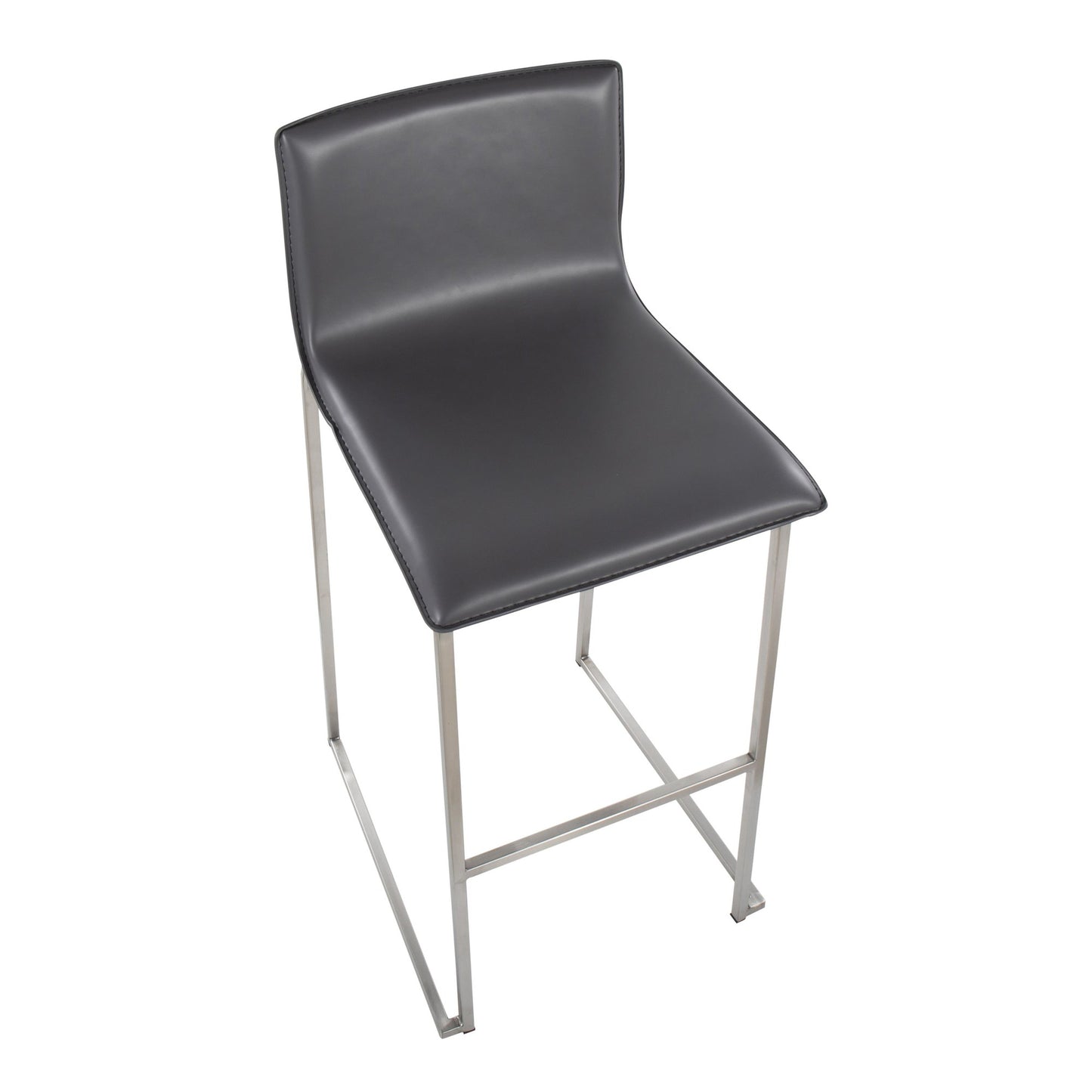 Mara Contemporary Barstool in Stainless Steel and Black Faux Leather By LumiSource - Set of 2 | Bar Stools | Modishstore - 19