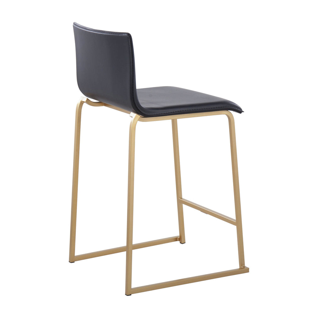 Mara 26" Contemporary Counter Stool in Gold Metal and Black Faux Leather By LumiSource - Set of 2 | Counter Stools | Modishstore - 7