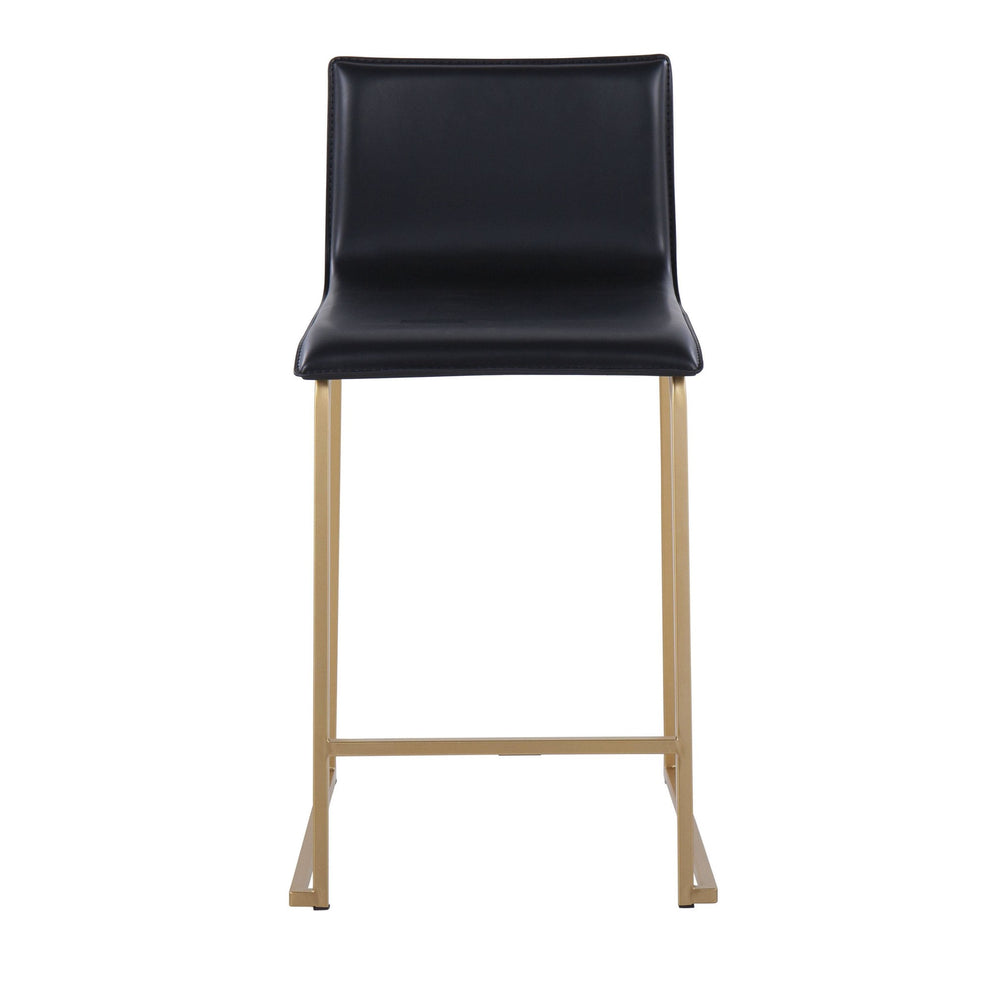 Mara 26" Contemporary Counter Stool in Gold Metal and Black Faux Leather By LumiSource - Set of 2 | Counter Stools | Modishstore - 2