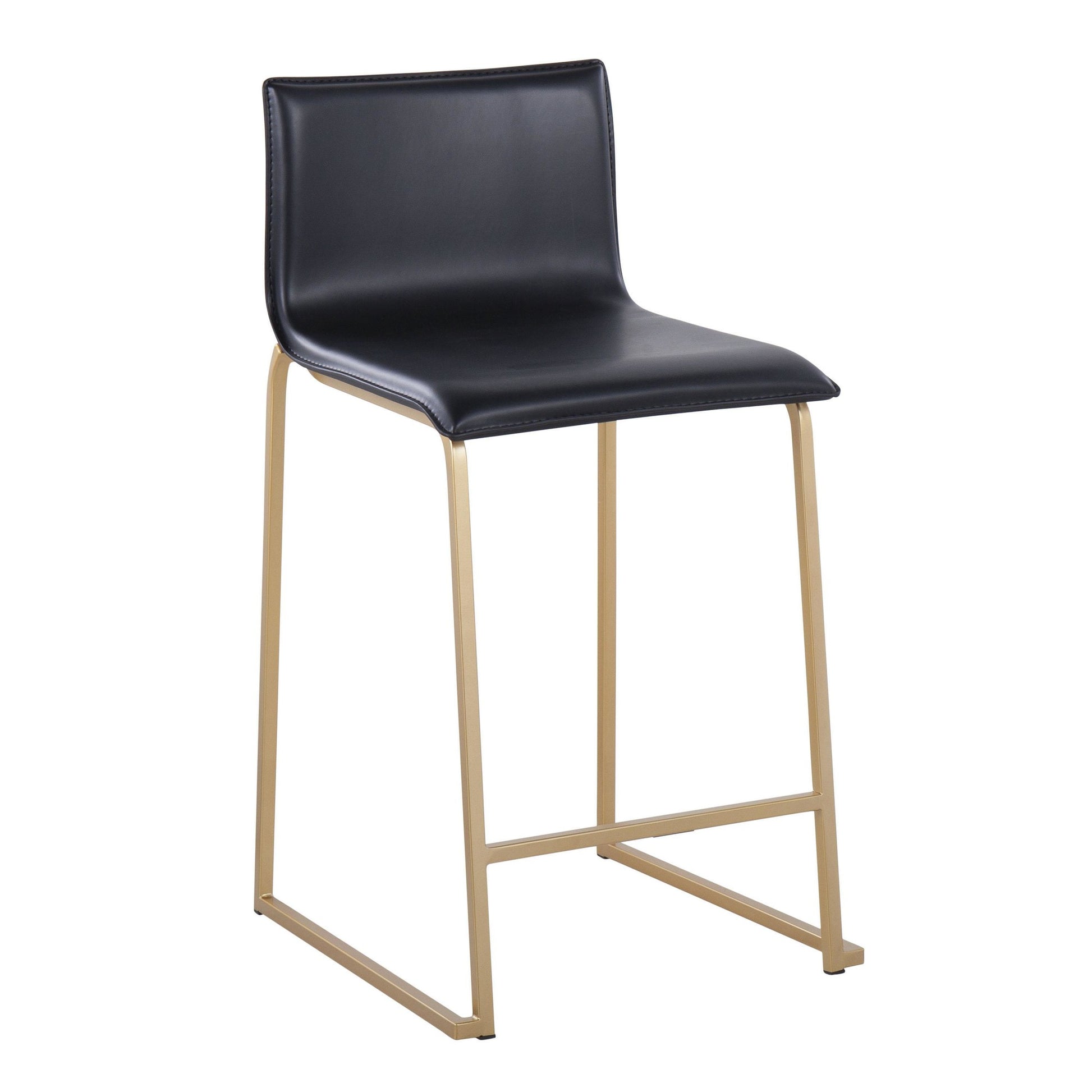 Mara 26" Contemporary Counter Stool in Gold Metal and Black Faux Leather By LumiSource - Set of 2 | Counter Stools | Modishstore - 5