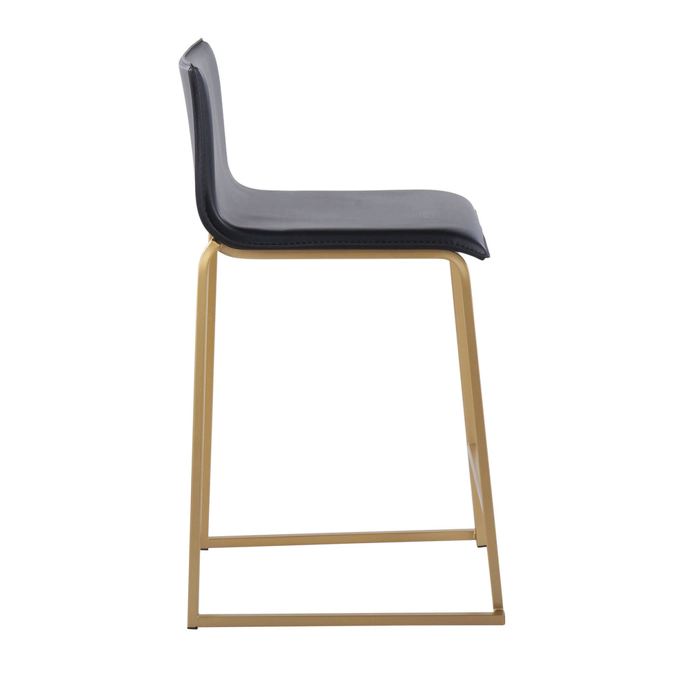 Mara 26" Contemporary Counter Stool in Gold Metal and Black Faux Leather By LumiSource - Set of 2 | Counter Stools | Modishstore - 6