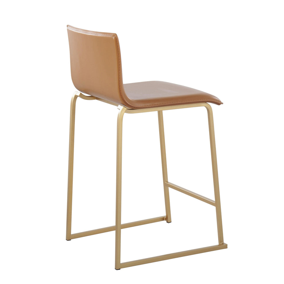 Mara 26" Contemporary Counter Stool in Gold Metal and Black Faux Leather By LumiSource - Set of 2 | Counter Stools | Modishstore - 15
