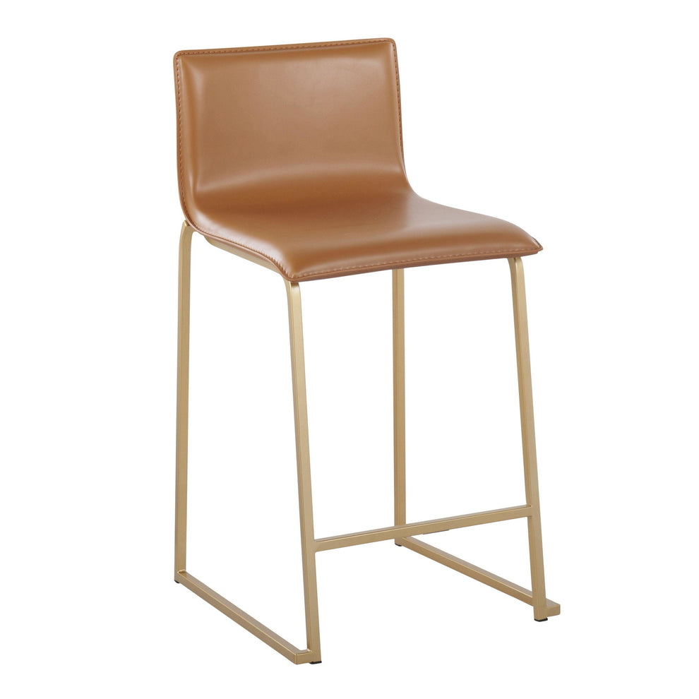 Mara 26" Contemporary Counter Stool in Gold Metal and Black Faux Leather By LumiSource - Set of 2 | Counter Stools | Modishstore - 13
