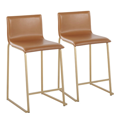 Mara 26" Contemporary Counter Stool in Gold Metal and Black Faux Leather By LumiSource - Set of 2 | Counter Stools | Modishstore - 9