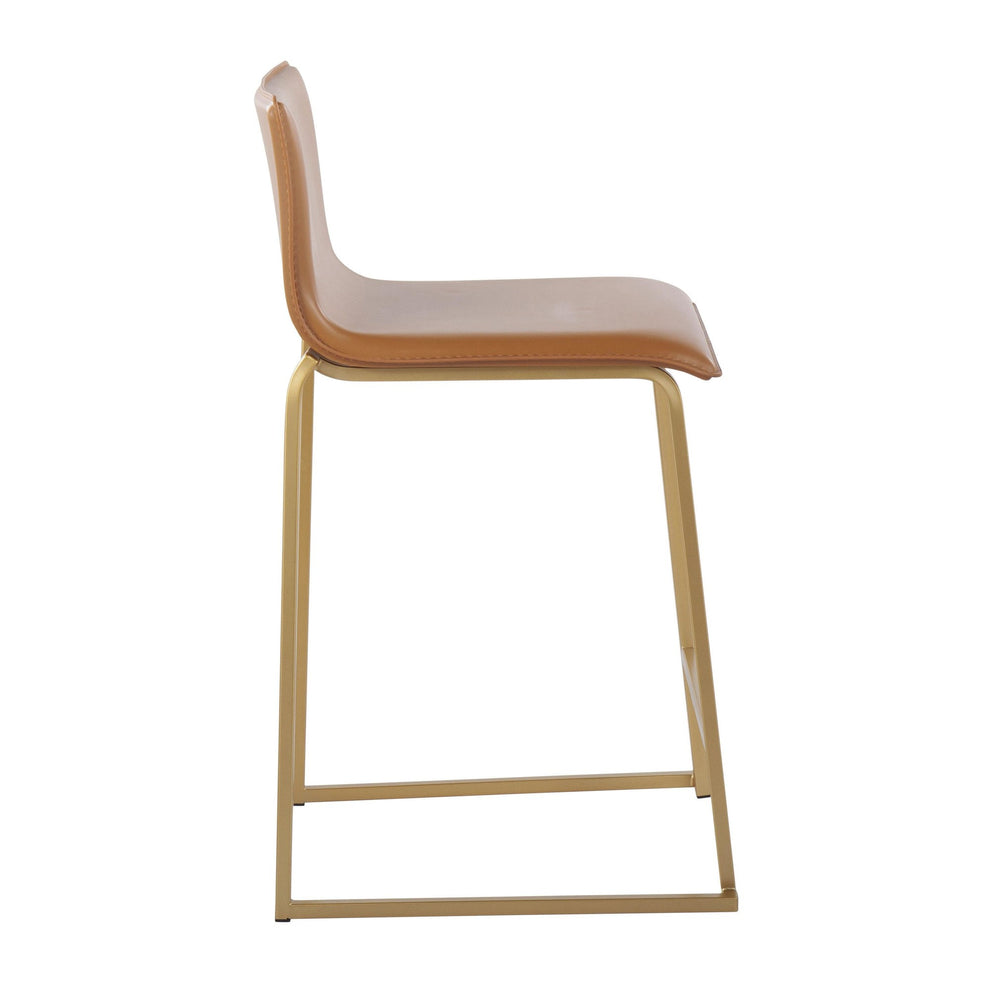 Mara 26" Contemporary Counter Stool in Gold Metal and Black Faux Leather By LumiSource - Set of 2 | Counter Stools | Modishstore - 14