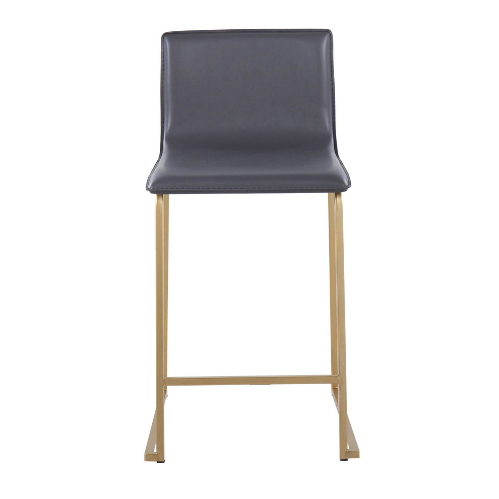 Mara 26" Contemporary Counter Stool in Gold Metal and Black Faux Leather By LumiSource - Set of 2 | Counter Stools | Modishstore - 18