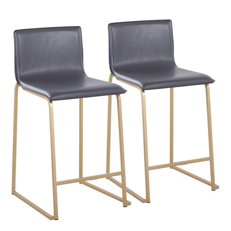 Mara 26" Contemporary Counter Stool in Gold Metal and Black Faux Leather By LumiSource - Set of 2 | Counter Stools | Modishstore - 17