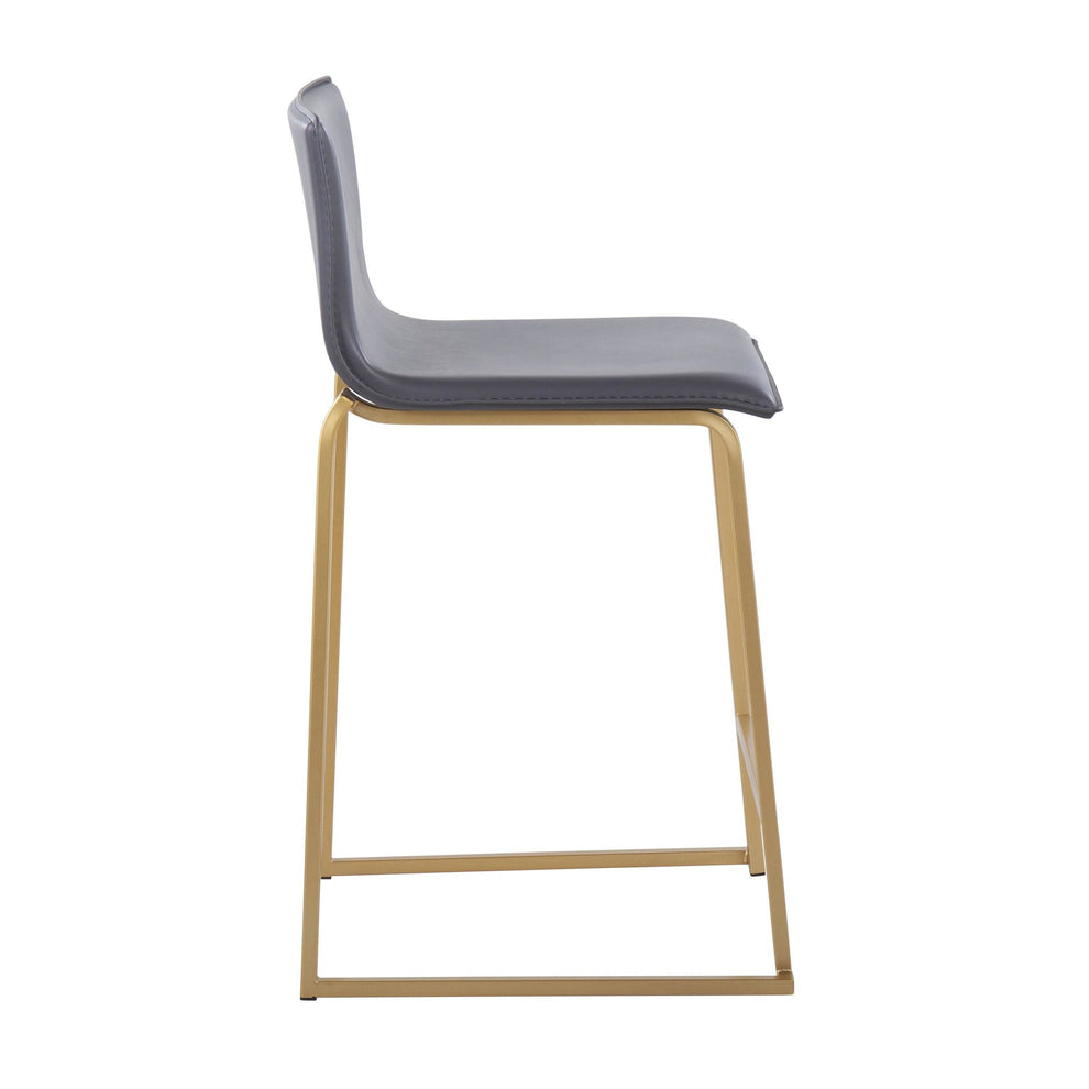 Mara 26" Contemporary Counter Stool in Gold Metal and Black Faux Leather By LumiSource - Set of 2 | Counter Stools | Modishstore - 22
