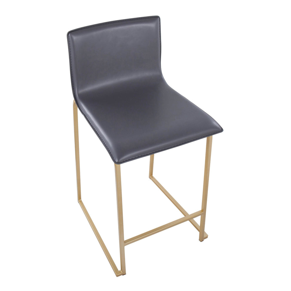 Mara 26" Contemporary Counter Stool in Gold Metal and Black Faux Leather By LumiSource - Set of 2 | Counter Stools | Modishstore - 19