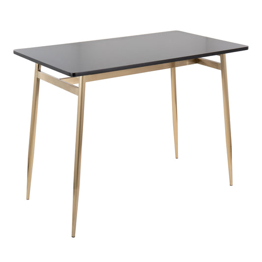 Marcel Contemporary Counter Table in Gold Metal and Black Wood By LumiSource | Bar Tables | Modishstore