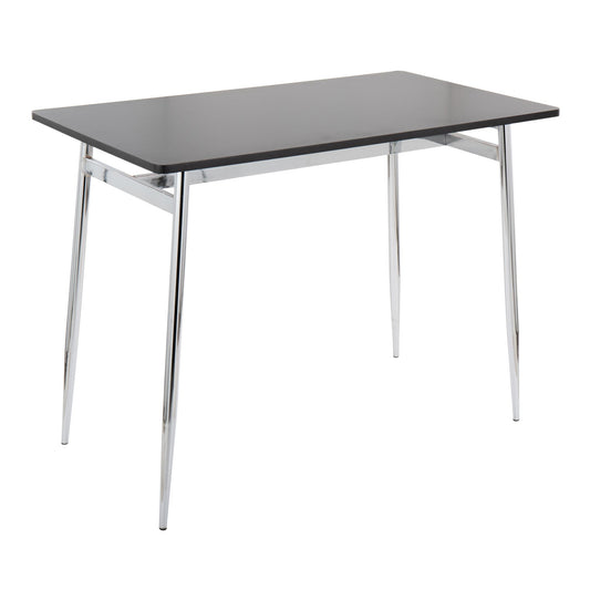 Marcel Contemporary Counter Table in Chrome Metal and Black Wood By LumiSource | Bar Tables | Modishstore