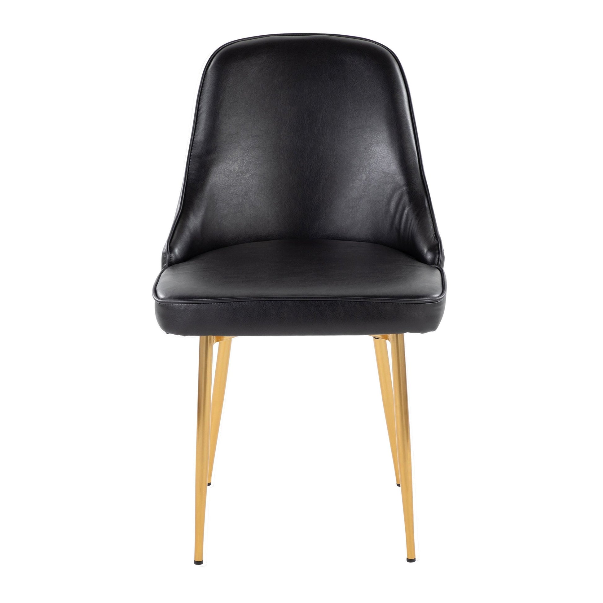 Marcel Contemporary/Glam Dining Chair with Gold Frame and Black Faux Leather By LumiSource - Set of 2 | Dining Chairs | Modishstore - 2