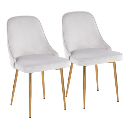 Marcel Contemporary Dining Chair with Gold Frame and Cream Velvet Fabric By LumiSource - Set of 2 | Dining Chairs | Modishstore - 9