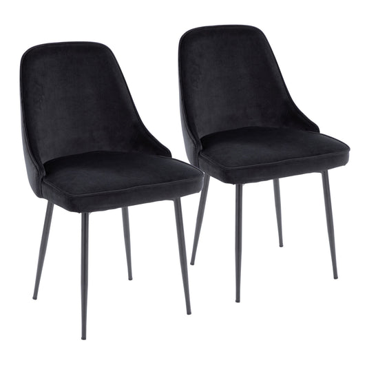 Marcel Contemporary Dining Chair with Black Frame and Black Velvet Fabric By LumiSource - Set of 2 | Dining Chairs | Modishstore